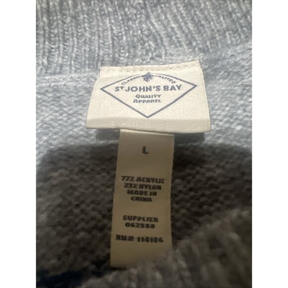 St. John’s Bay Knit Sweater Fair Isle Nordic Style Pullover Gray Women’s L - Picture 2 of 4